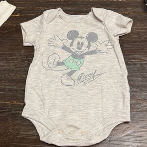 Disney Mickey Mouse Cream and Green Bodysuit